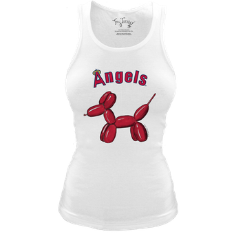 Women's Tiny Turnip White Los Angeles Angels Fitted Balloon Dog Tri-Blend Tank Top