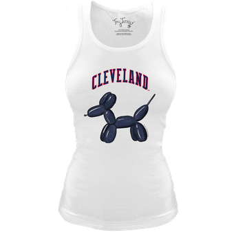 Women's Tiny Turnip White Cleveland Guardians Fitted Balloon Dog Tri-Blend Tank Top