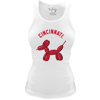 Women's Tiny Turnip White Cincinnati Reds Fitted Balloon Dog Tri-Blend Tank Top