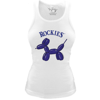 Women's Tiny Turnip White Colorado Rockies Fitted Balloon Dog Tri-Blend Tank Top