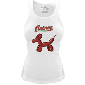 Women's Tiny Turnip White Houston Astros Fitted Balloon Dog Tri-Blend Tank Top