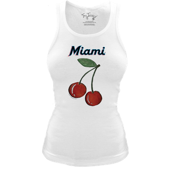Women's Tiny Turnip White Miami Marlins Fitted Cherries Tri-Blend Tank Top