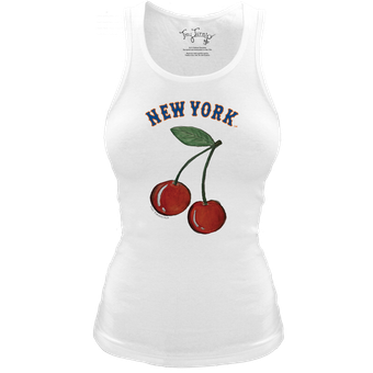 Women's Tiny Turnip White New York Mets Fitted Cherries Tri-Blend Tank Top