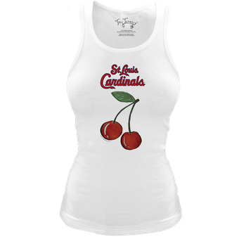 Women's Tiny Turnip White St. Louis Cardinals Fitted Cherries Tri-Blend Tank Top