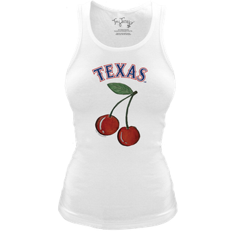 Women's Tiny Turnip White Texas Rangers Fitted Cherries Tri-Blend Tank Top