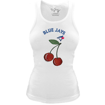 Women's Tiny Turnip White Toronto Blue Jays Fitted Cherries Tri-Blend Tank Top