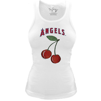 Women's Tiny Turnip White Los Angeles Angels Fitted Cherries Tri-Blend Tank Top