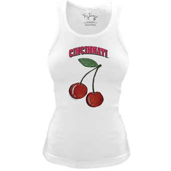 Women's Tiny Turnip White Cincinnati Reds Fitted Cherries Tri-Blend Tank Top