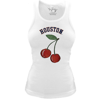 Women's Tiny Turnip White Houston Astros Fitted Cherries Tri-Blend Tank Top