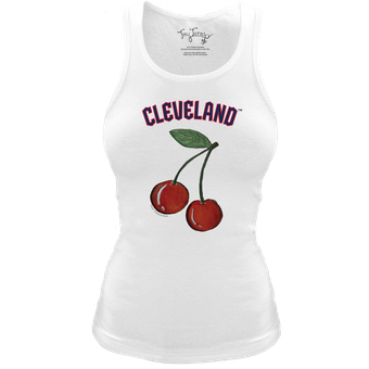 Women's Tiny Turnip White Cleveland Guardians Fitted Cherries Tri-Blend Tank Top