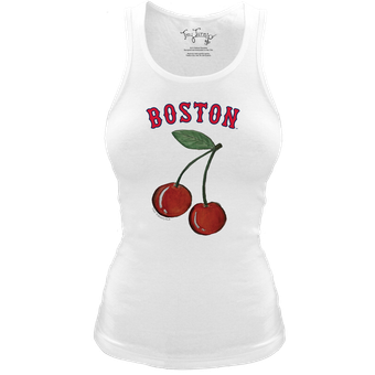 Women's Tiny Turnip White Boston Red Sox Fitted Cherries Tri-Blend Tank Top