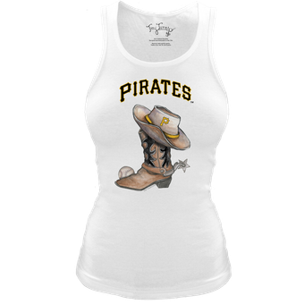 Women's Tiny Turnip White Pittsburgh Pirates Fitted Vintage Cowboy Boot Tri-Blend Tank Top