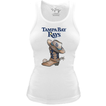 Women's Tiny Turnip White Tampa Bay Rays Fitted Vintage Cowboy Boot Tri-Blend Tank Top