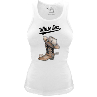 Women's Tiny Turnip White Chicago White Sox Fitted Vintage Cowboy Boot Tri-Blend Tank Top
