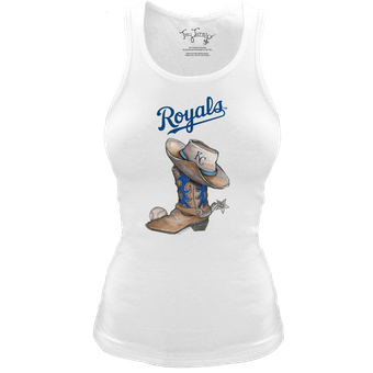 Women's Tiny Turnip White Kansas City Royals Fitted Vintage Cowboy Boot Tri-Blend Tank Top