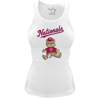 Women's Tiny Turnip White Washington Nationals Fitted Teddy Bear Tri-Blend Tank Top