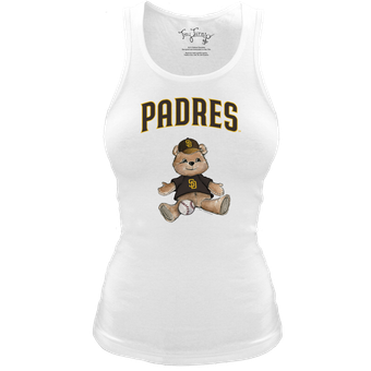 Women's Tiny Turnip White San Diego Padres Fitted Teddy Bear Tri-Blend Tank Top