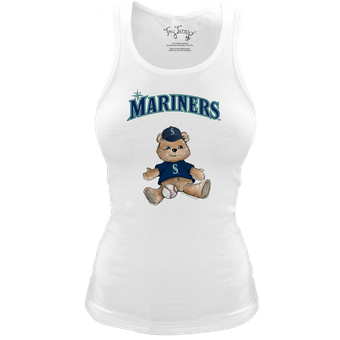Women's Tiny Turnip White Seattle Mariners Fitted Teddy Bear Tri-Blend Tank Top
