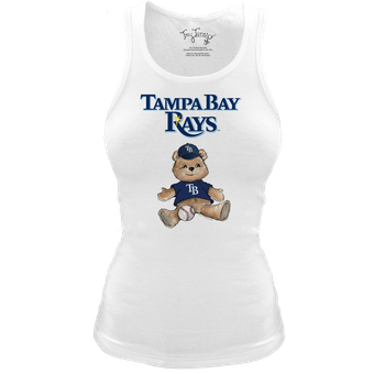 Women's Tiny Turnip White Tampa Bay Rays Fitted Teddy Bear Tri-Blend Tank Top