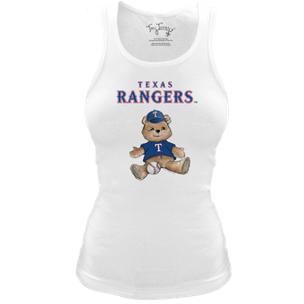 Women's Tiny Turnip White Texas Rangers Fitted Teddy Bear Tri-Blend Tank Top