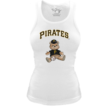 Women's Tiny Turnip White Pittsburgh Pirates Fitted Teddy Bear Tri-Blend Tank Top