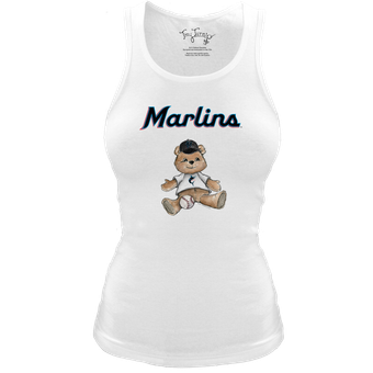 Women's Tiny Turnip White Miami Marlins Fitted Teddy Bear Tri-Blend Tank Top