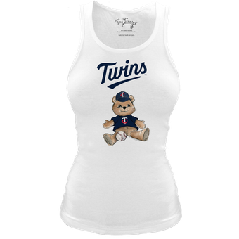 Women's Tiny Turnip White Minnesota Twins Fitted Teddy Bear Tri-Blend Tank Top