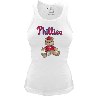 Women's Tiny Turnip White Philadelphia Phillies Fitted Teddy Bear Tri-Blend Tank Top
