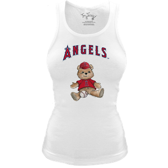 Women's Tiny Turnip White Los Angeles Angels Fitted Teddy Bear Tri-Blend Tank Top