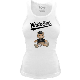 Women's Tiny Turnip White Chicago White Sox Fitted Teddy Bear Tri-Blend Tank Top
