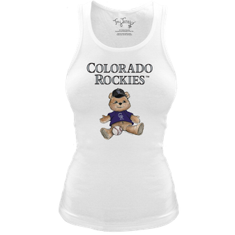 Women's Tiny Turnip White Colorado Rockies Fitted Teddy Bear Tri-Blend Tank Top