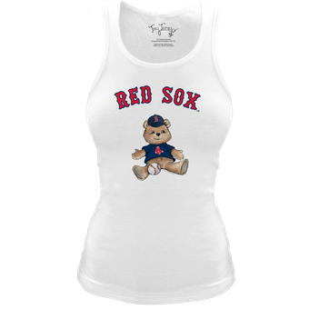 Women's Tiny Turnip White Boston Red Sox Fitted Teddy Bear Tri-Blend Tank Top