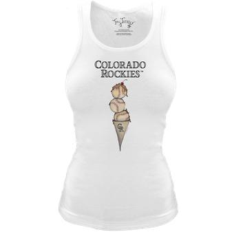 Women's Tiny Turnip White Colorado Rockies Fitted Triple Scoop Tri-Blend Tank Top