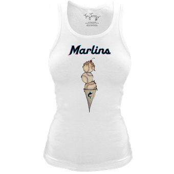 Women's Tiny Turnip White Miami Marlins Fitted Triple Scoop Tri-Blend Tank Top