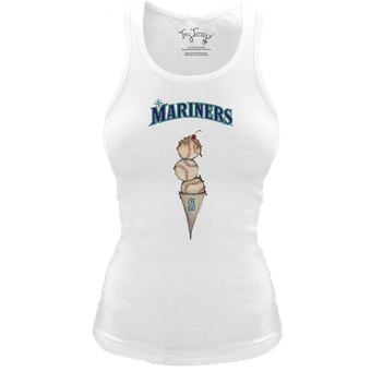 Women's Tiny Turnip White Seattle Mariners Fitted Triple Scoop Tri-Blend Tank Top