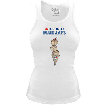 Women's Tiny Turnip White Toronto Blue Jays Fitted Triple Scoop Tri-Blend Tank Top