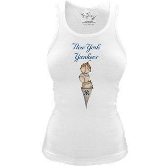 Women's Tiny Turnip White New York Yankees Fitted Triple Scoop Tri-Blend Tank Top