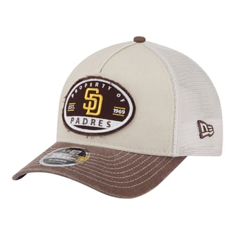 Men's New Era  Light Beige/Brown San Diego Padres Frayed M-Crown A-Frame 9FORTY Trucker Adjustable Hat