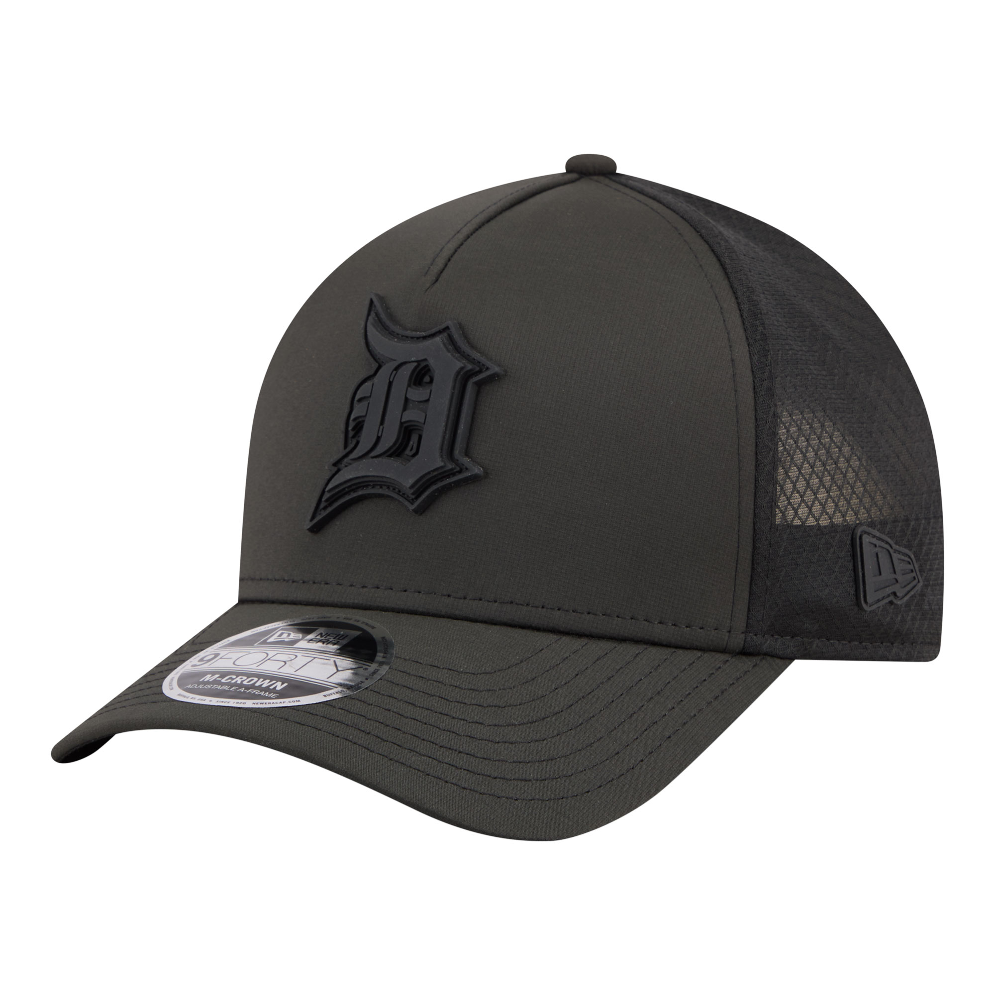 Men's New Era  Black Detroit Tigers Badged M-Crown 9FORTY Trucker Adjustable Hat