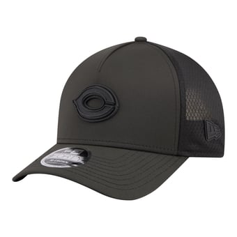 Men's New Era  Black Cincinnati Reds Badged M-Crown A-Frame 9FORTY Trucker Adjustable Hat