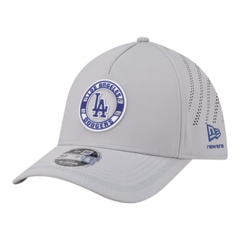 Men's New Era Gray Los Angeles Dodgers Patch 39THIRTY A-Frame M-Crown Perforated Flex Hat