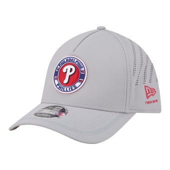 Men's New Era Gray Philadelphia Phillies Patch 39THIRTY A-Frame M-Crown Perforated Flex Hat