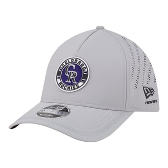 Men's New Era Gray Colorado Rockies Patch 39THIRTY A-Frame M-Crown Perforated Flex Hat