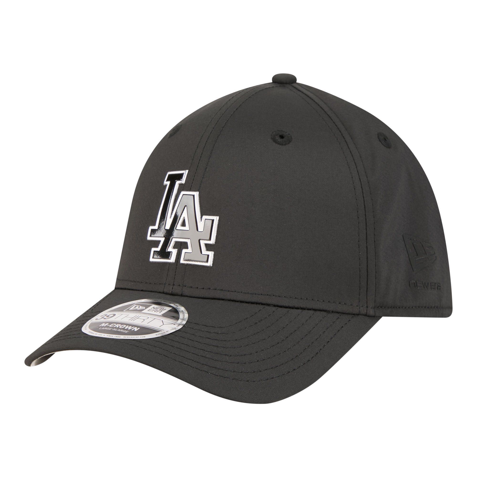 Men's New Era Black Los Angeles Dodgers Metallic 39THIRTY M-Crown Flex Hat