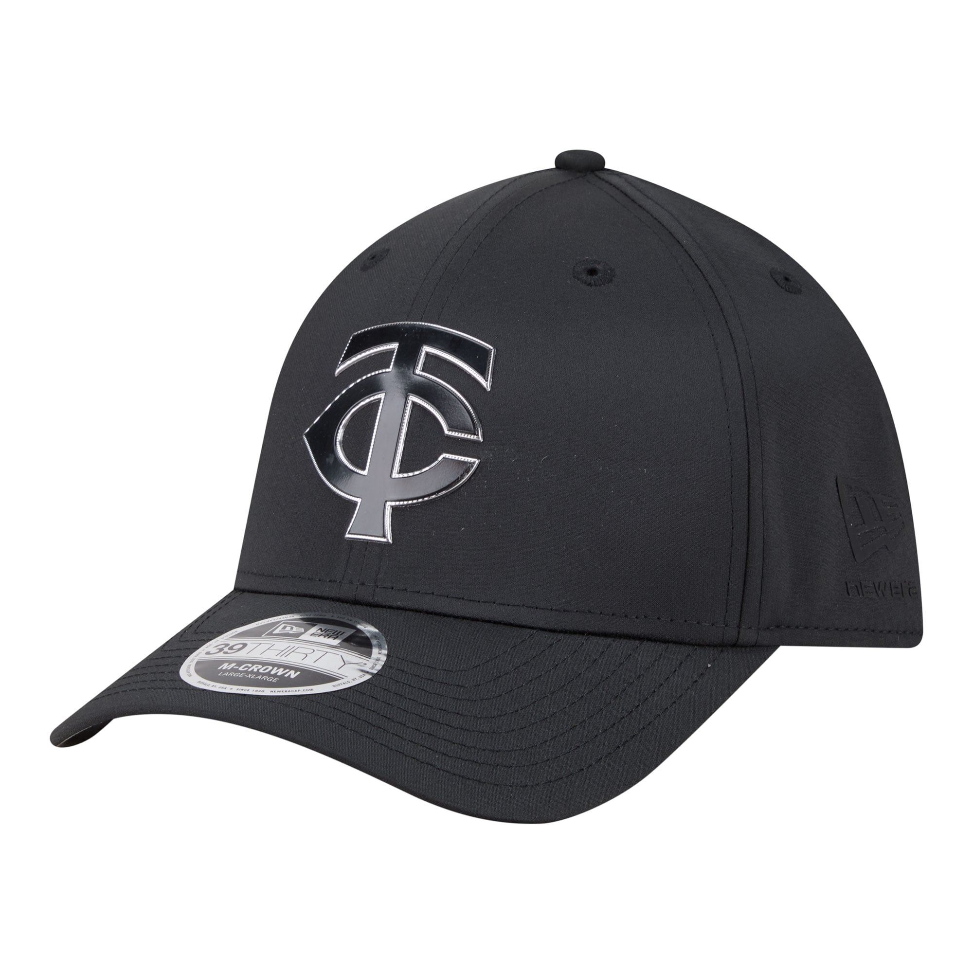 Men's New Era  Black Minnesota Twins Metallic 39THIRTY M-Crown Flex Hat