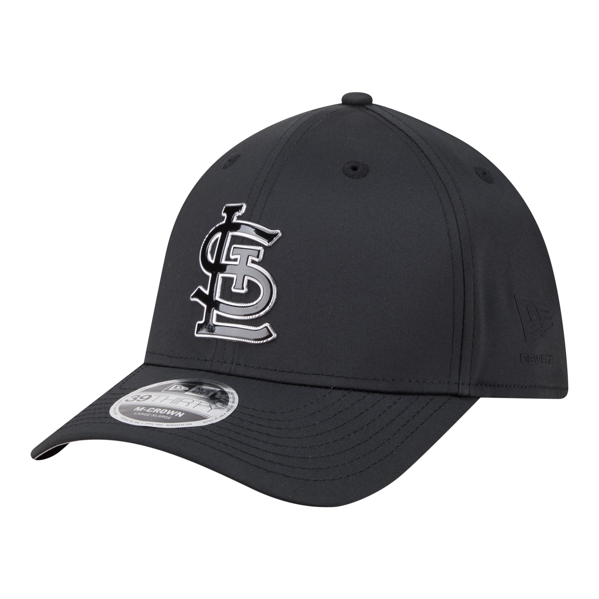Men's New Era Black St. Louis Cardinals Metallic 39THIRTY M-Crown Flex Hat