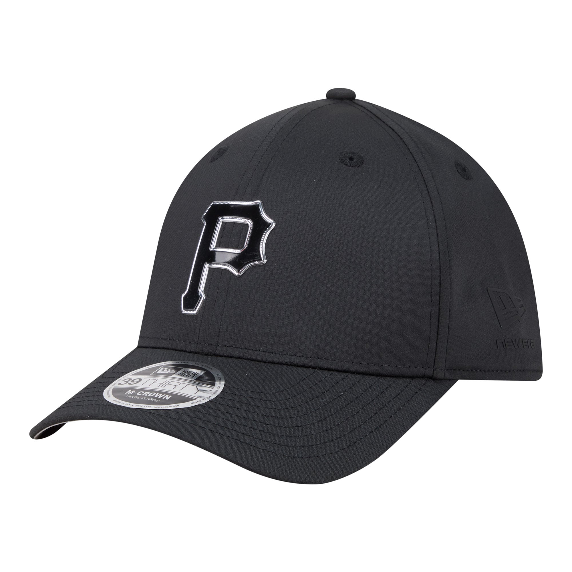 Men's New Era  Black Pittsburgh Pirates Metallic 39THIRTY M-Crown Flex Hat