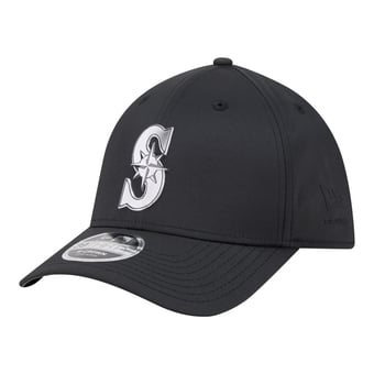 Men's New Era  Black Seattle Mariners Metallic 39THIRTY M-Crown Flex Hat