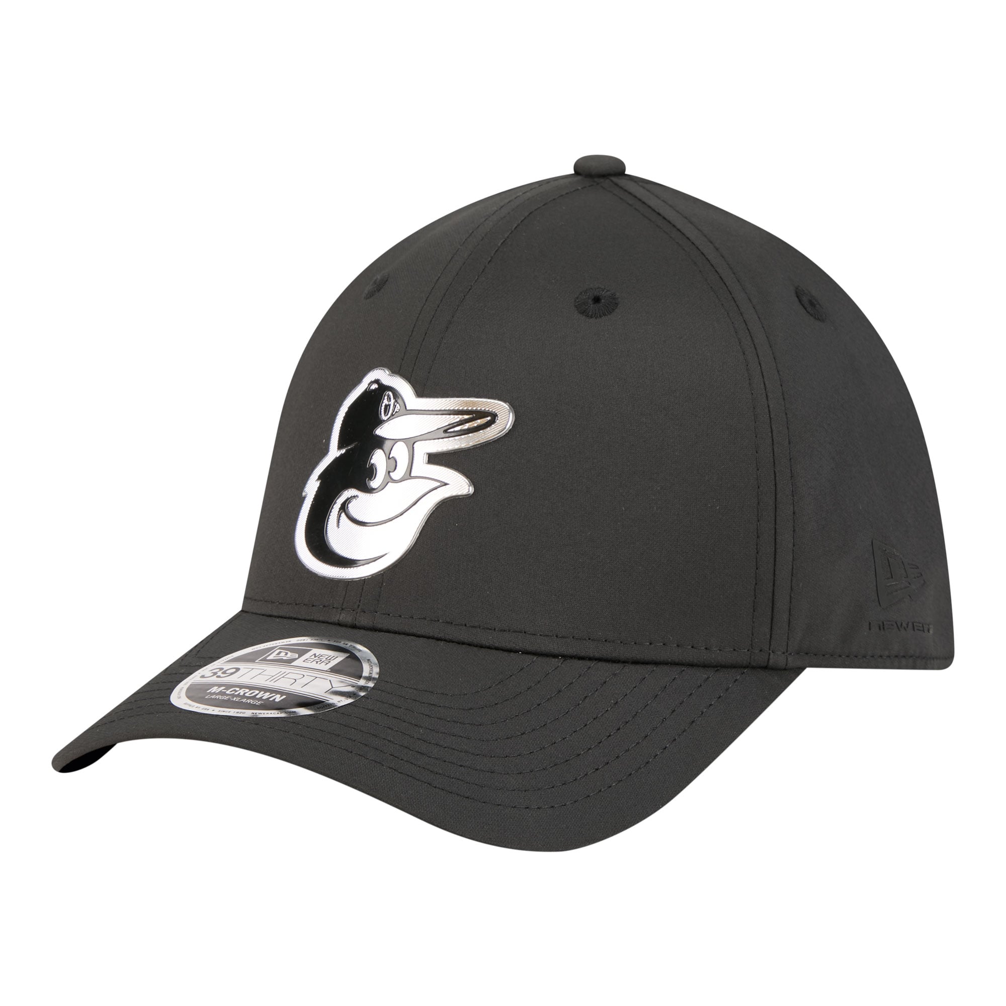 Men's New Era  Black Baltimore Orioles Metallic 39THIRTY M-Crown Flex Hat