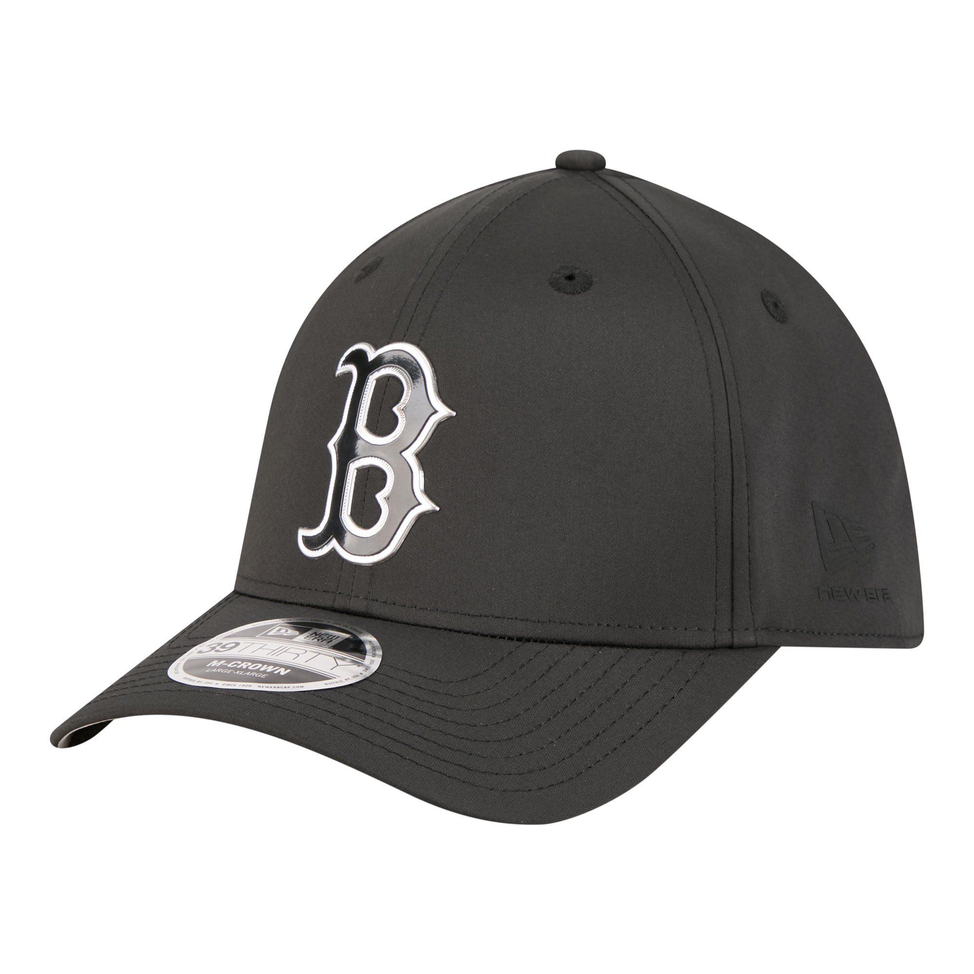 Men's New Era  Black Boston Red Sox Metallic 39THIRTY M-Crown Flex Hat